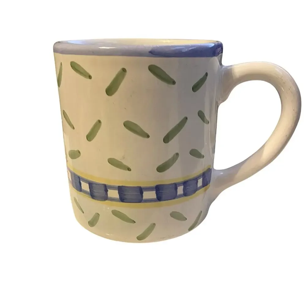 Williams-Sonoma Tournesol Mug Made in Italy Vintage 1998 Green Blue Yellow